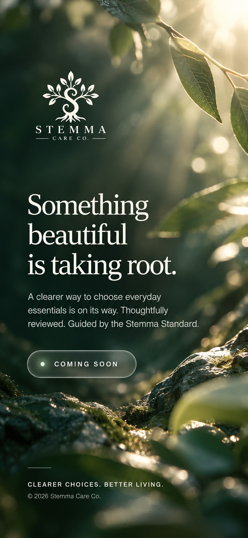 Stemma Care Co. — Something beautiful is taking root. A clearer way to choose everyday essentials is on its way. Thoughtfully reviewed. Guided by the Stemma Standard. Coming soon.
